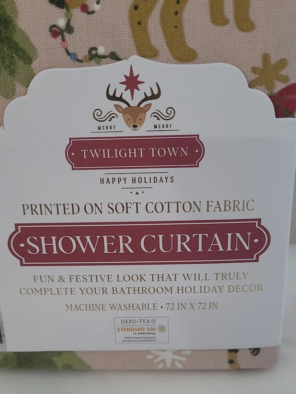 Twilight Town Holiday Leopard Shower Curtain - Rose Pink & Green